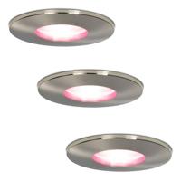 Set van 3 Vegas - Smart inbouwspot - IP44 waterdicht - 5,5 Watt 345 Lumen - Wifi + Bluetooth - RGBWW - GU10 - Google Home, Amazon Alexa en Siri - Voor binnen, buiten en badkamer - RVS - thumbnail