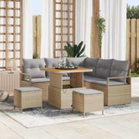 Tuinbankenset met kussen 8 pcs Beige poly rattan - thumbnail