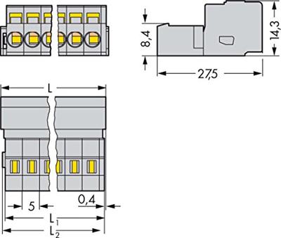 WAGO 231-615 Male header (standaard) 300 Totaal aantal polen: 15 Rastermaat: 5 mm Inhoud: 25 stuk(s)