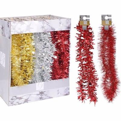 Guirlande 180cm goud/zilver/rood