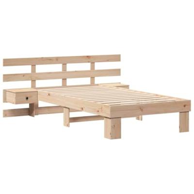 Bedframe met lade met hoofdeinde Bruin 90 x 200 cm Massief grenenhout