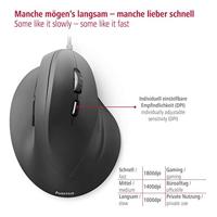 Hama Verticale Ergonomische Muis EMC-500 Met Kabel 6 Knoppen Zwart - thumbnail