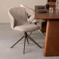 LABEL51 Draaibare Eetkamerstoel 'Zurich' Bouclé, kleur Grijs/Brons - thumbnail