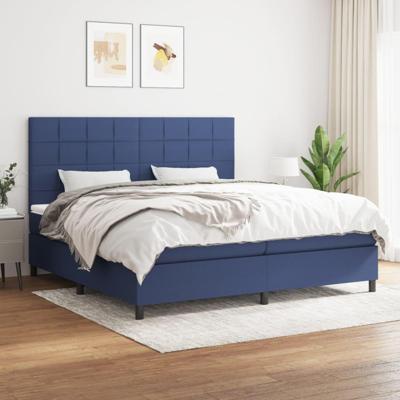 Boxspring met matras stof blauw 200x200 cm
