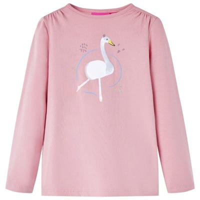 Kindershirt met lange mouwen zwanenprint 92 lichtroze