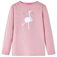 Kindershirt met lange mouwen zwanenprint 92 lichtroze - thumbnail