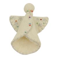 Vilten Vingerpop Engel Wit-Zilverkleurig - thumbnail