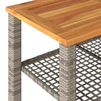 Tuintafel 70x38x42 cm poly rattan en acaciahout grijs - thumbnail