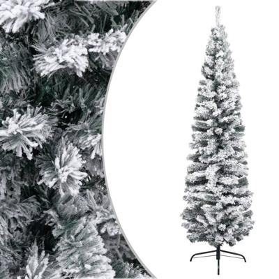 VidaXL Kunstkerstboom met sneeuw smal 210 cm pvc groen VidaXL Kunstkerstboom met sneeuw smal 210 cm pvc groen
