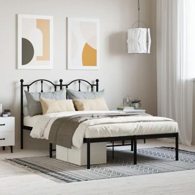 Bedframe met hoofdbord metaal zwart 120x200 cm