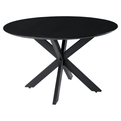 Ronde Eettafel 'Oslo' Black, Mangohout en staal, 120cm Ronde Eettafel 'Oslo' Black, Mangohout en staal, 120cm