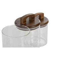 Set van 3 Potjes Home ESPRIT Bruin Transparant Acacia Borosilicaatglas 650 ml 900 ml 1 L 3 Onderdelen - thumbnail