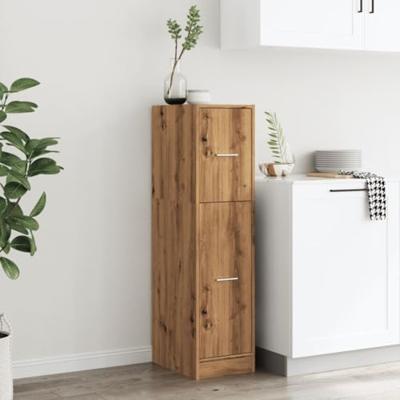 Apothekerskast 30x41x118 cm bewerkt hout artisanaal eikenkleur