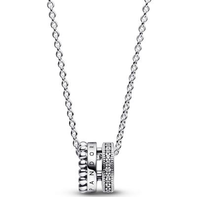 Pandora 392311C01 Ketting Signature Pave-Beads zilver-zirconia zilverkleurig-wit Pandora 392311C01 Ketting Signature Pave-Beads zilver-zirconia zilverkleurig-wit