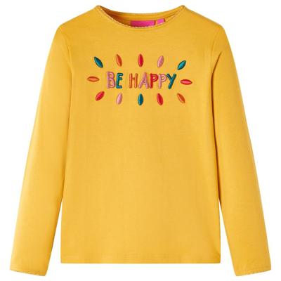 Kindershirt met lange mouwen en woorden in 3D 128 donkerokerkleurig