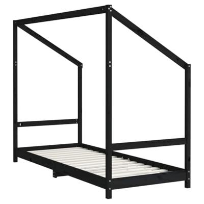 Kinderbedframe 80x200 cm massief grenenhout zwart