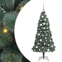 VidaXL Kunstmatige voorverlichte kerstboom met ballenset groen 120 cm - thumbnail