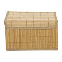 Opbergmand met deksel - bamboe - 22x36x26 cm - thumbnail