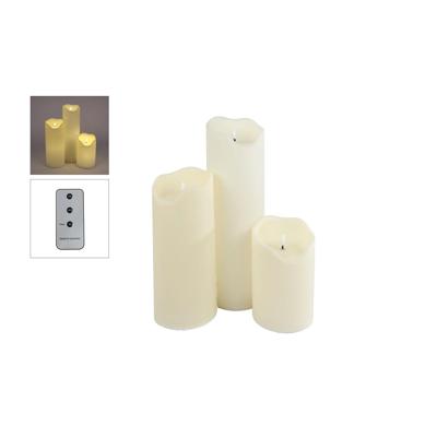 Kaarsenset LED 3-dlg creme kunststof XL