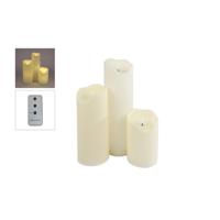 Kaarsenset LED 3-dlg creme kunststof XL - thumbnail