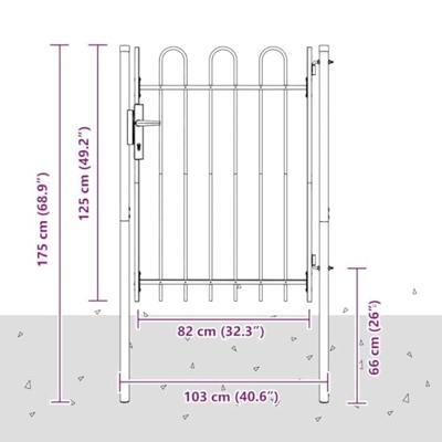 Hekpoort met slot Grijs 103 x 175 cm Gepoedercoat staal