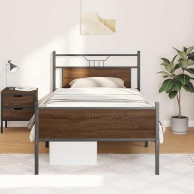 Bedframe zonder matras 107x203 cm spaanplaat bruin eikenkleurig
