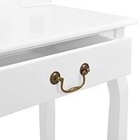Kaptafel met kruk 65x36x128 cm paulowniahout MDF wit - thumbnail