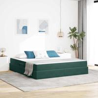 Opbergbed met matras Donkergroen 160 x 200 cm Fluweel - thumbnail