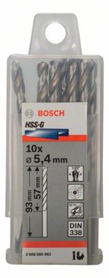 Bosch Accessories 2608585493 2608585493 HSS Metaal-spiraalboor 5.4 mm Gezamenlijke lengte 93 mm Geslepen DIN 338 Cilinderschacht 10 stuk(s)