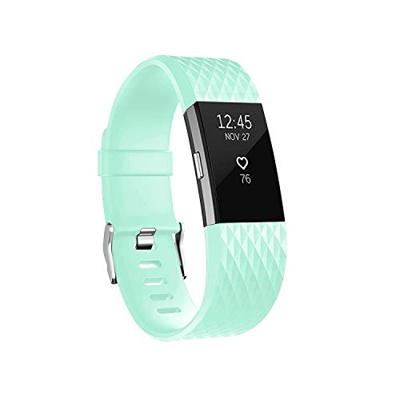 By Qubix - Compatible met Fitbit Charge 2 siliconen bandje - Maat: Large - Cyaan - Compatible fitbit bandje