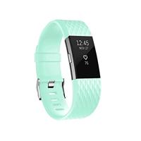 By Qubix - Compatible met Fitbit Charge 2 siliconen bandje - Maat: Large - Cyaan - Compatible fitbit bandje - thumbnail