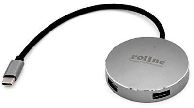 ROLINE USB 3.2 Gen 1 hub, rond, 4-voudig, type C aansluitkabel ROLINE USB 3.2 Gen 1 hub, rond, 4-voudig, type C aansluitkabel