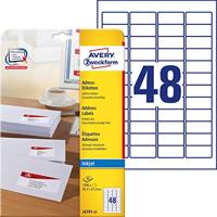 Avery-Zweckform Adresetiketten J4791-25 (N/A ),Wit, Rechthoek, Afgeronde hoeken, 1200 stuk(s), Permanent hechtend - thumbnail