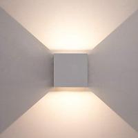 Kansas LED wandlamp - 7 Watt 560lm - 3000K warm wit - IP65 waterdicht - Up Down Lamp - Grijs - Kubus - Voor binnen en buiten - thumbnail