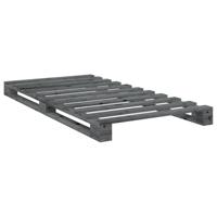 Bedframe met hoofdbord massief grenenhout grijs 100x200 cm - thumbnail
