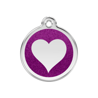Heart Purple glitter hondenpenning medium/gemiddeld dia. 3 cm RedDingo - Reddingo - thumbnail