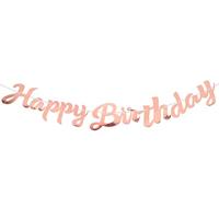 Letterslinger Happy Birthday Rose Goud 16x62cm - thumbnail