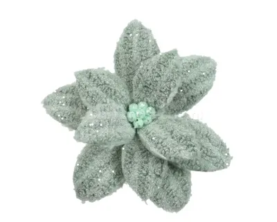 Kerstornament Bloem Clip Kunstbont Salie Groen Ø28cm