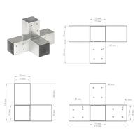 VidaXL Paalverbindingen 4 st x-vorm 71x71 mm gegalvaniseerd metaal - thumbnail