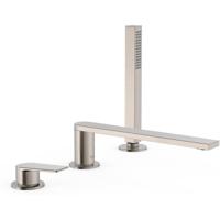 Badrandkraan Tres Project 1-Hendel Rechte Uitloop 23 cm met Omstel en Handdouche RVS - thumbnail