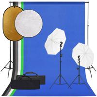 Fotostudioset met verlichtingsset, achtergrond en reflector - thumbnail
