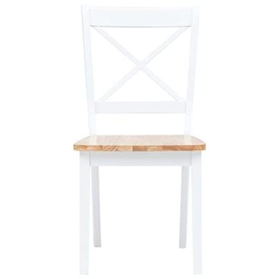 Eetkamerstoelen 4 st massief rubberwood naturel en wit