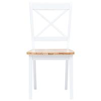 Eetkamerstoelen 4 st massief rubberwood naturel en wit - thumbnail