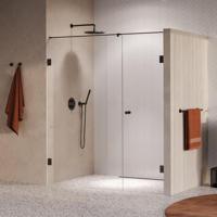 BRAUER Void Carving nisdeur 2-delig helder glas 180x200 omkeerbaar met draaideur 70 aan muur incl. glascoating PVD gunmetal geborsteld - thumbnail