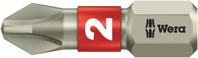Wera 3851/1 TS Bits Phillips, RVS, PH 2 x 25 mm - 1 stuk(s) - 05071011001 Wera 3851/1 TS Bits Phillips, RVS, PH 2 x 25 mm - 1 stuk(s) - 05071011001