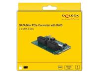 DeLOCK Mini PCIe Converter naar 2xSATA met RAID - thumbnail