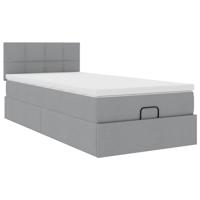 Ottoman bed met matras 200x200 cm stof lichtgrijs - thumbnail