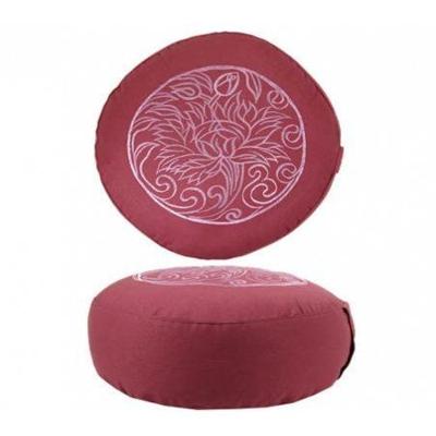 Yogi & Yogini Meditatiekussen Rond Katoen Aubergine - 33 x 17 cm