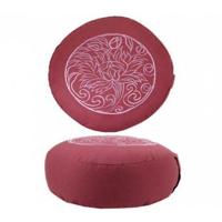 Yogi & Yogini Meditatiekussen Rond Katoen Aubergine - 33 x 17 cm - thumbnail