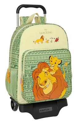 Schoolrugzak met Wielen Mufasa Groen Beige 33 x 42 x 14 cm